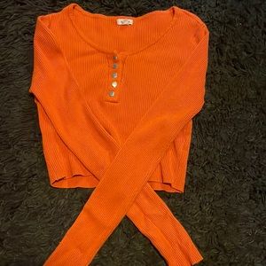 Garage- burnt orange, long sleeve crop top